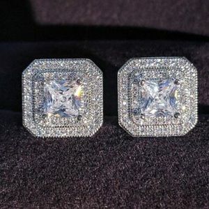 New Sterling silver diamond stud earrings